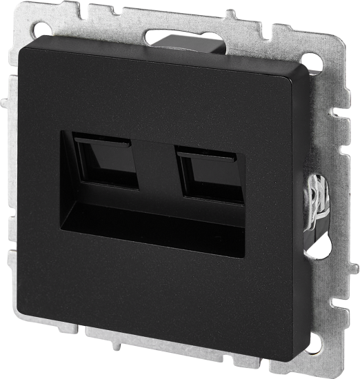Компьютерная розетка двойная встраиваемая IEK Brite РК10-2-БрЧ RJ45 UTP cat 5e цвет черный