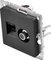 Розетка TV двойная встраиваемая IEK Brite РТВ/РК12-БрЧ RJ45 UTP cat 5e цвет черный