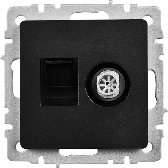 Розетка TV двойная встраиваемая IEK Brite РТВ/РК12-БрЧ RJ45 UTP cat 5e цвет черный