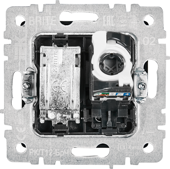 Розетка TV двойная встраиваемая IEK Brite РТВ/РК12-БрЧ RJ45 UTP cat 5e цвет черный