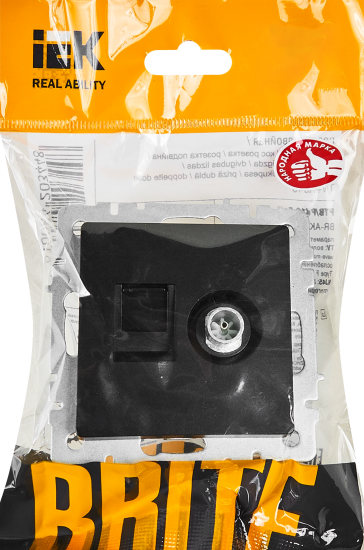 Розетка TV двойная встраиваемая IEK Brite РТВ/РК12-БрЧ RJ45 UTP cat 5e цвет черный