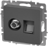 Розетка TV двойная встраиваемая IEK Brite РТВ/РК12-БрГ RJ45 UTP cat 5e цвет графит