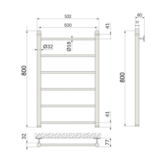 Полотенцесушитель водяной Indigo Line 800х500 мм лесенка черный муар