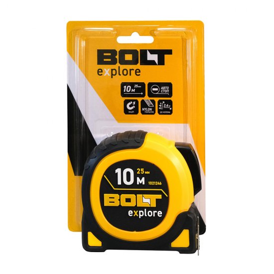 Рулетка Bolt eXplore с автостопом магнитная 10 м x 25 мм