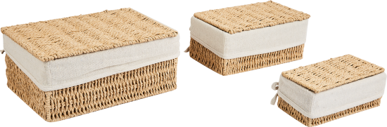Корзина с крышкой для хранения 24x10.5x14 см бумага цвет бежевый 3 шт