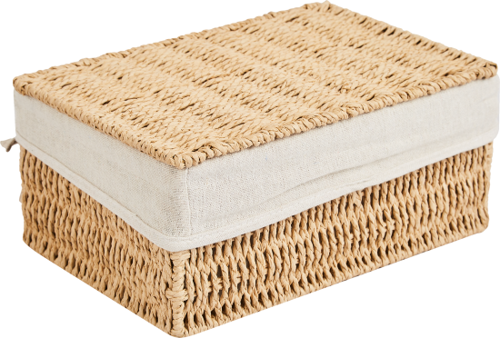 Корзина с крышкой для хранения 24x10.5x14 см бумага цвет бежевый 3 шт