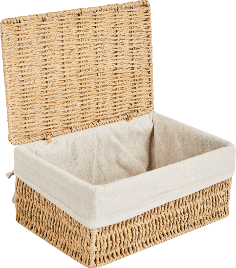 Корзина с крышкой для хранения 24x10.5x14 см бумага цвет бежевый 3 шт