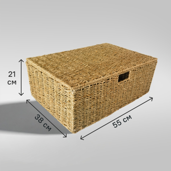 Корзина с крышкой для хранения 55x21x38 см водоросли цвет натуральный