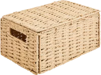 Корзина с крышкой для хранения 30x15x18 см бумага цвет бежевый