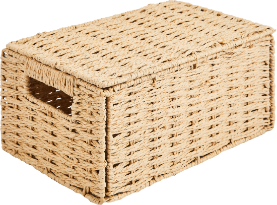 Корзина с крышкой для хранения 30x15x18 см бумага цвет бежевый