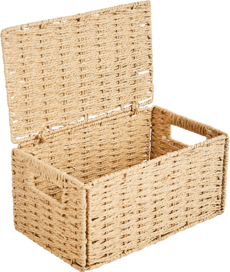 Корзина с крышкой для хранения 30x15x18 см бумага цвет бежевый