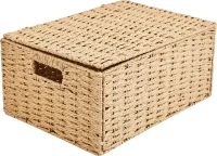 Корзина с крышкой для хранения 38x18x28 см бумага цвет бежевый