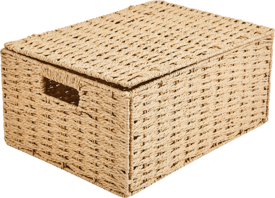 Корзина с крышкой для хранения 38x18x28 см бумага цвет бежевый