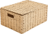 Корзина с крышкой для хранения 38x18x28 см бумага цвет бежевый