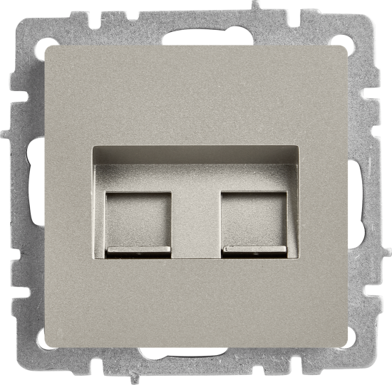 Компьютерная розетка двойная встраиваемая IEK Brite РК10-2-БрС RJ45 UTP cat 5e цвет сталь