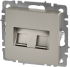 Компьютерная розетка двойная встраиваемая IEK Brite РК10-2-БрС RJ45 UTP cat 5e цвет сталь