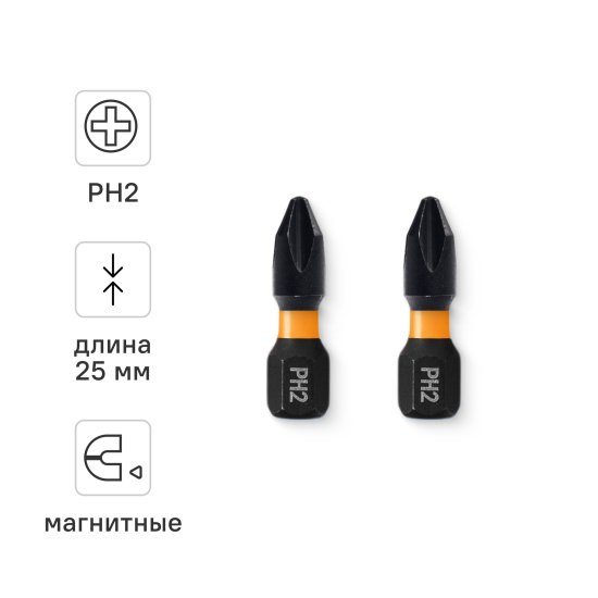 Бита магнитная Rage 554152 PH2x25 мм, 2 шт.