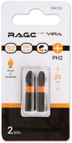 Бита магнитная Rage 554152 PH2x25 мм, 2 шт.