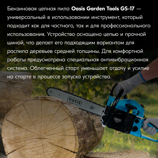 Пила бензиновая Oasis Garden tools GS-17 2.6 л.с. 40 см