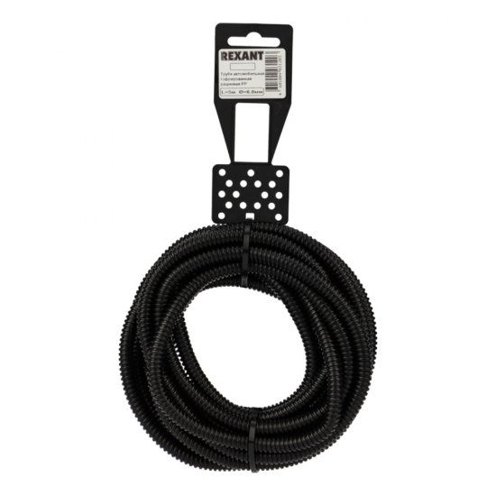 Труба гофрированная полипропилен 10,1 мм Rexant разрезная черная (5 м) (15-0705)