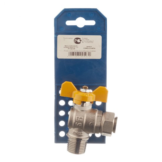 Кран шаровой газовый Tiemme 1/2 ВР(г) х 1/2 НР(ш) бабочка угловой