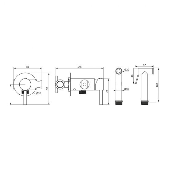 Гигиенический душ Damixa Rowan 213110000LM набор со смесителем цвет хром