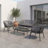 Набор садовой мебели Lazuno Lara ротанг серый столик диван кресла 2 шт.