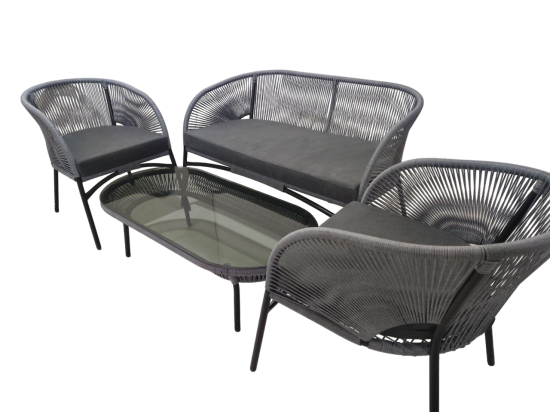 Набор садовой мебели Lazuno Lara ротанг серый столик диван кресла 2 шт.
