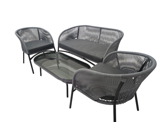Набор садовой мебели Lazuno Lara ротанг серый столик диван кресла 2 шт.