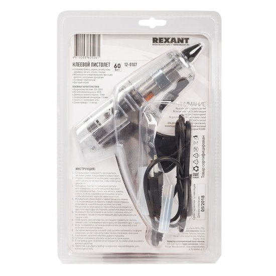 Пистолет клеевой электрический Rexant 60 Вт (12-0107)