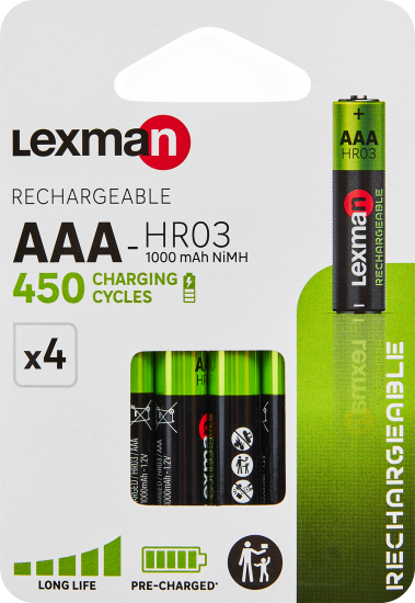 Батарейка аккумуляторная Lexman AAA 1000 mAh 4 шт.