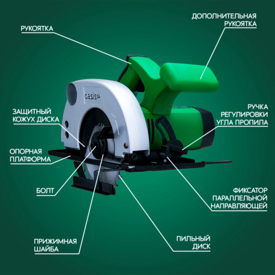 Пила циркулярная сетевая Oasis Eco 140/140 Eco, 1100 Вт, 140 мм