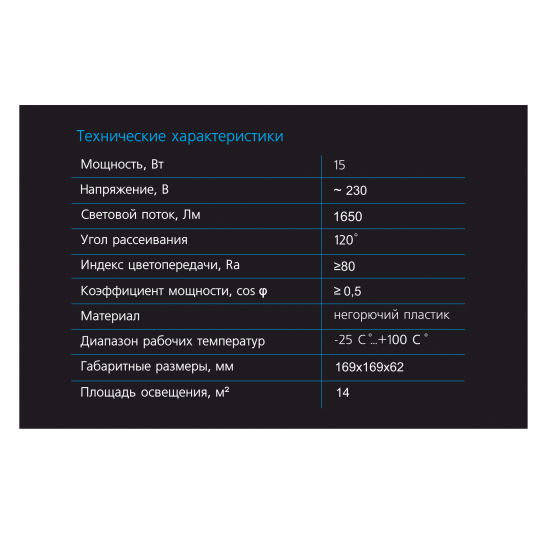 Светильник настенно-потолочный утилитарный светодиодный SBL WH 15 Вт квадрат цвет белый