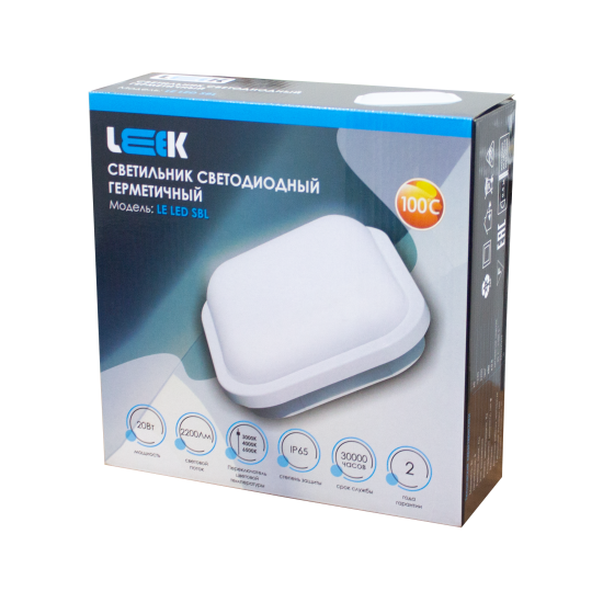 Светильник настенно-потолочный утилитарный светодиодный SBL WH 20 Вт квадрат цвет белый