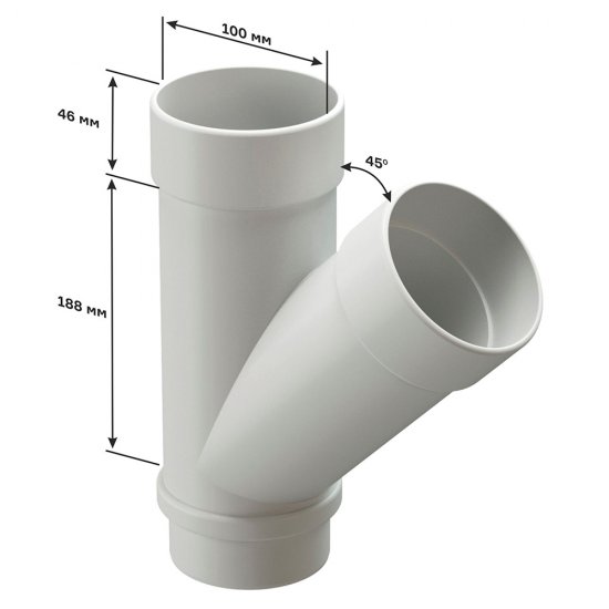 Тройник трубы Docke Lux пластиковый d100 мм 45° шоколад RAL 8019