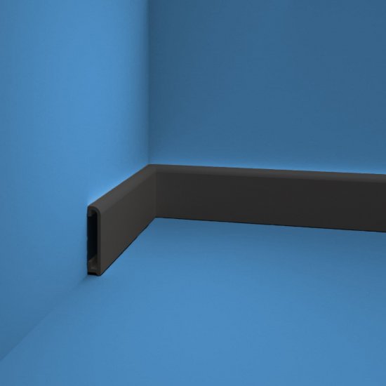 Плинтус напольный Atrium РМ полистирол ударопрочный цвет черный 2000x16x80 мм