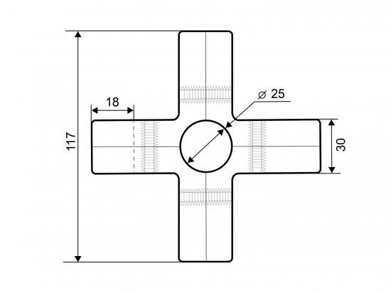 Соединитель 5-ти труб ⌀25 хром