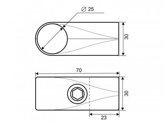 Соединитель 2-х труб ⌀25 хром