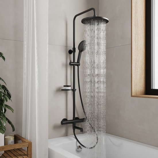 Душевая система Milardo Ideal Spa с верхним душем с лейкой с изливом черная (ILSBLTHM06)