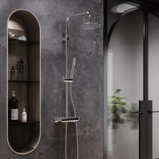 Душевая система Damixa Scandinavian Pure с верхним душем с лейкой со смесителем хром (936780000)
