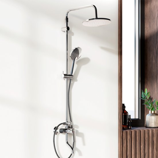 Душевая система Damixa Jupiter с верхним душем с лейкой со смесителем хром (977740000)