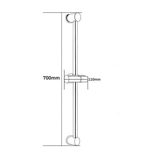 Штанга для душа Voda 700 мм без мыльницы металл/пластик черная (VSR24Black)