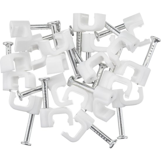 Скобы для крепления кабеля плоские Duwi 4 мм полипропиленовые белые (20 шт.) (30323 7)