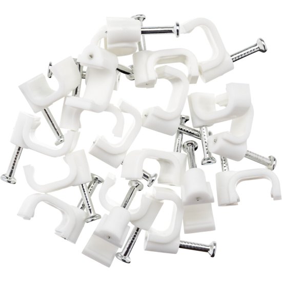 Скобы для крепления кабеля плоские Duwi 10 мм полипропиленовые белые (20 шт.) (30327 5)