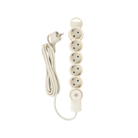 Сетевой фильтр Düwi 5 розеток 3 м 10 А 2,2 кВт слоновая кость (32572 7)