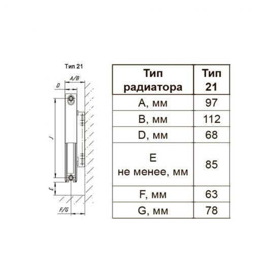 Радиатор стальной панельный тип 21 Primoclima C21 500х1000 мм1/2 боковое подключение белый