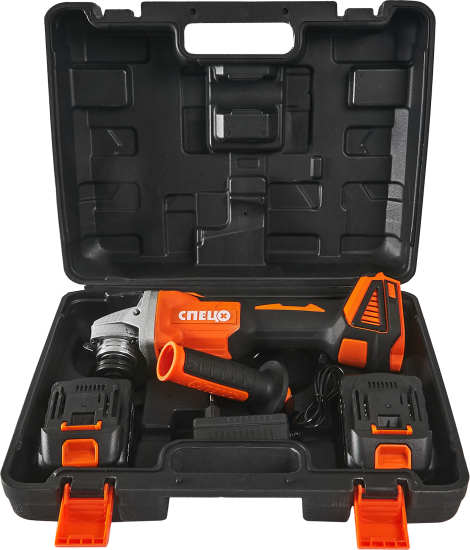 УШМ аккумуляторная бесщеточная Спец БШУ-125-18ЛИ/Б, 20 В Li-ion 2x4 Ач, 125 мм