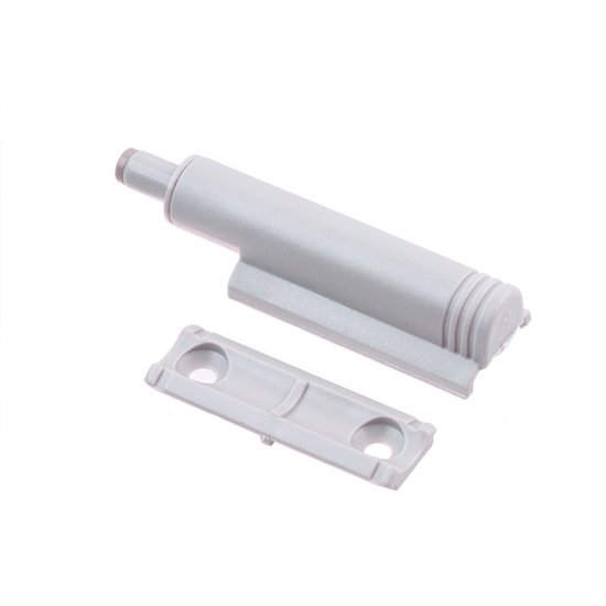 Амортизатор мебельный (демпфер) газовый для плавного закрывания двери серый врезной/внешний