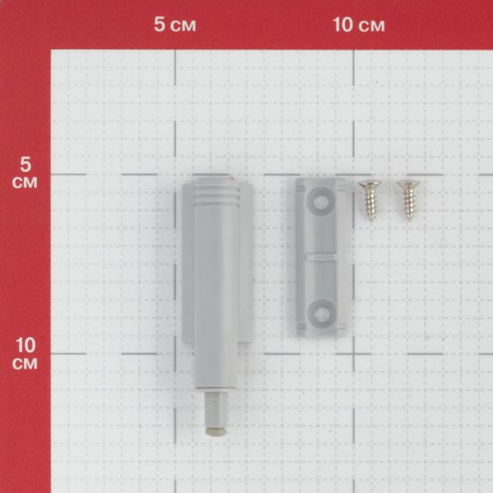 Амортизатор мебельный (демпфер) газовый для плавного закрывания двери серый врезной/внешний