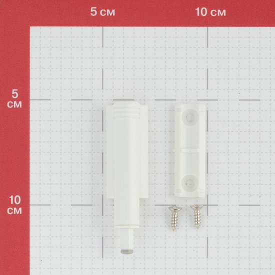 Амортизатор мебельный (демпфер) газовый для плавного закрывания двери белый врезной/внешний